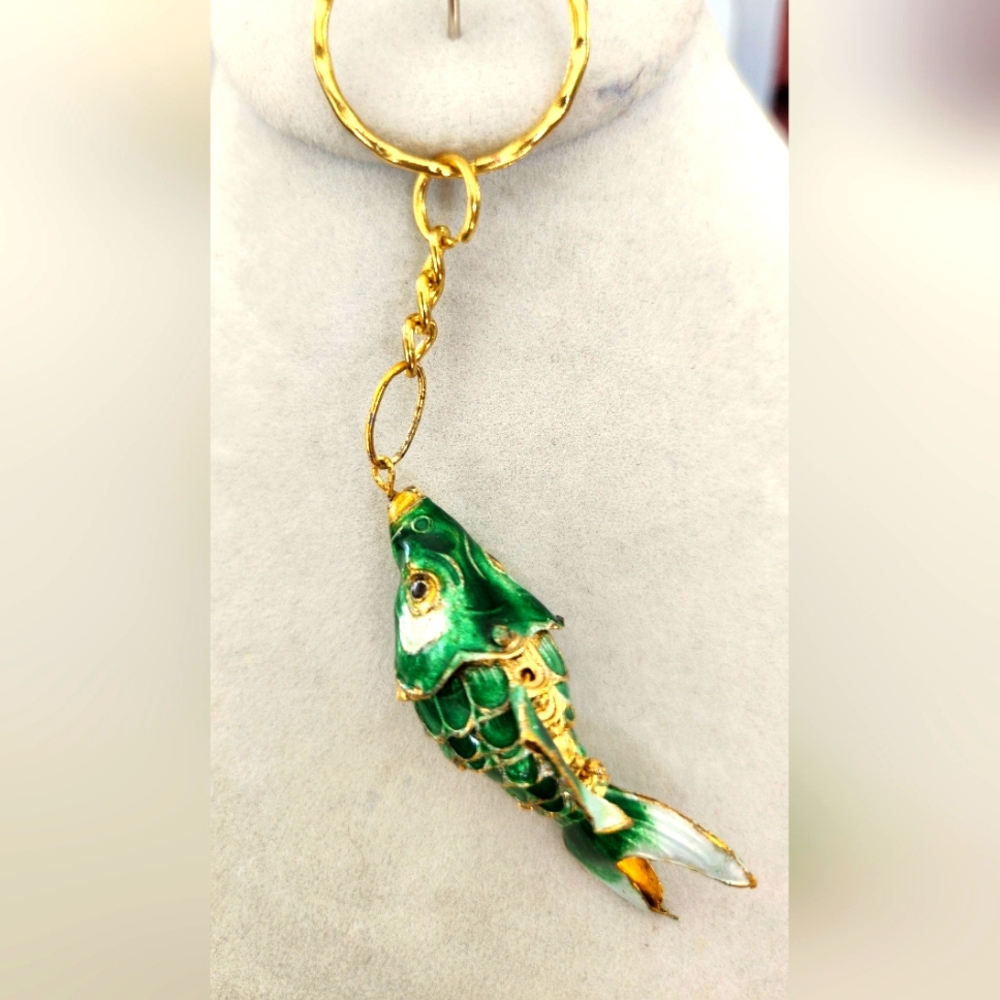 Vintage Cloisonne articulated Koi fish keychain